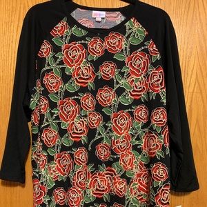 3XL Rose-patterned Jersey T-shirt